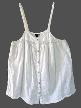 Torrid 00 WHITE Crochet Cami Sleeveless Top
